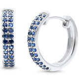 .43ct G SI 14K White Gold Blue Sapphire Gemstone Hoop Earrings