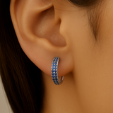 .43ct G SI 14K White Gold Blue Sapphire Gemstone Hoop Earrings