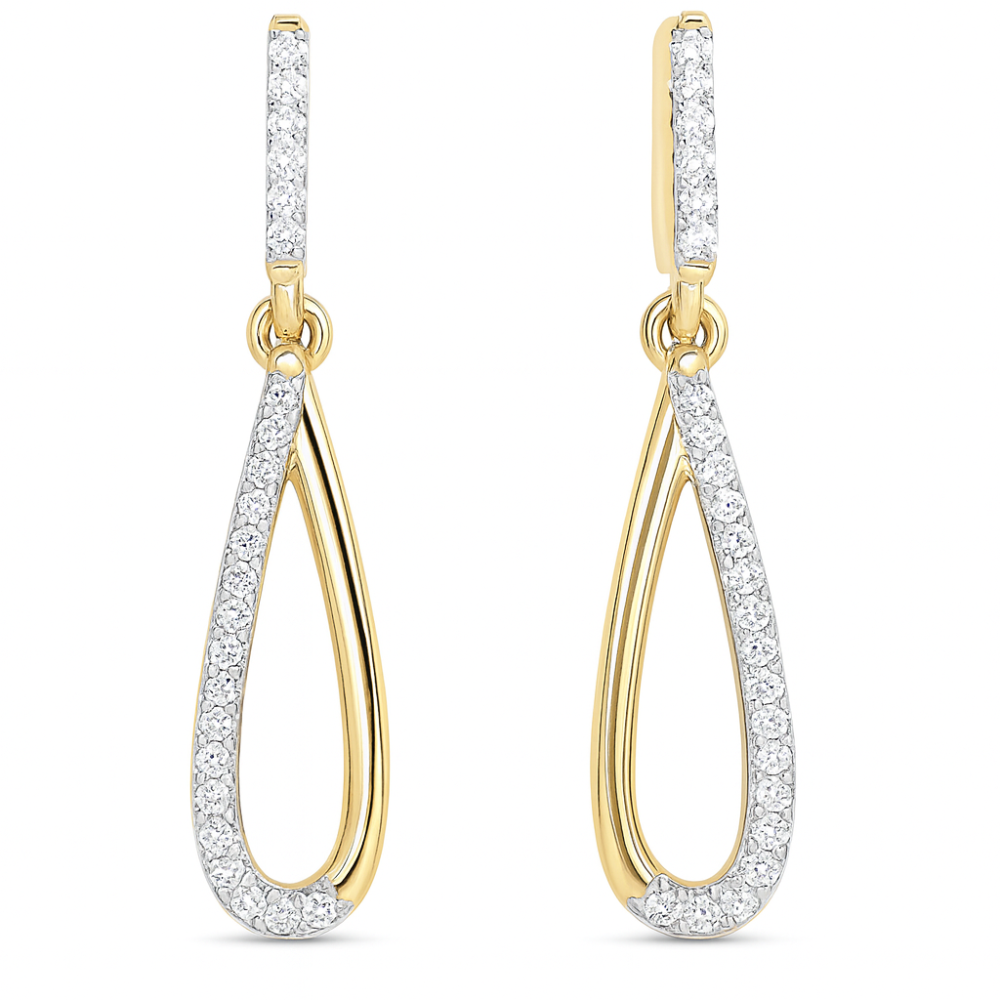.10ct G SI 14K Yellow Gold Diamond Drop Earrings