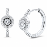 .46ct G SI 14K White Gold Round Diamond Halo Hoop Earrings