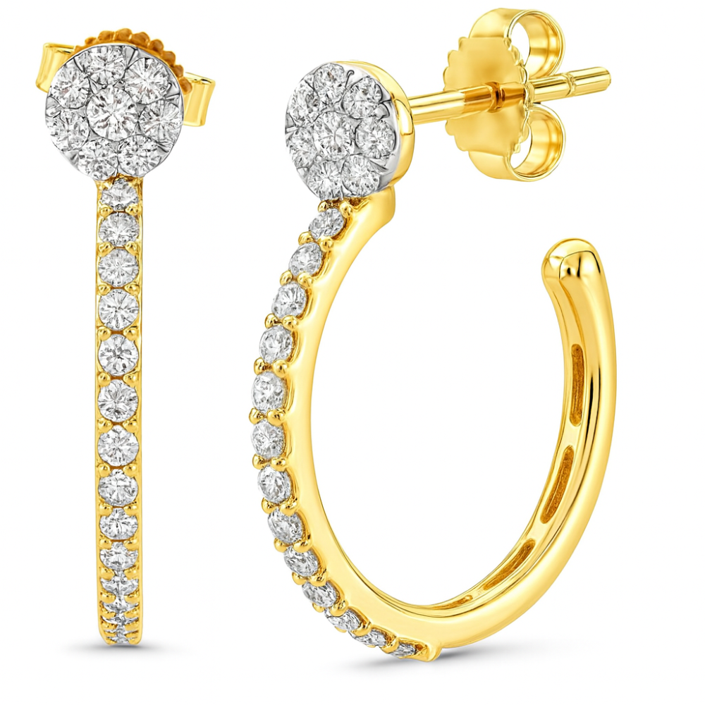<span style="color:purple">SPECIAL!</span>.38ct G SI 14K Yellow Gold Round Diamond Trendy Style Earrings Push Backing