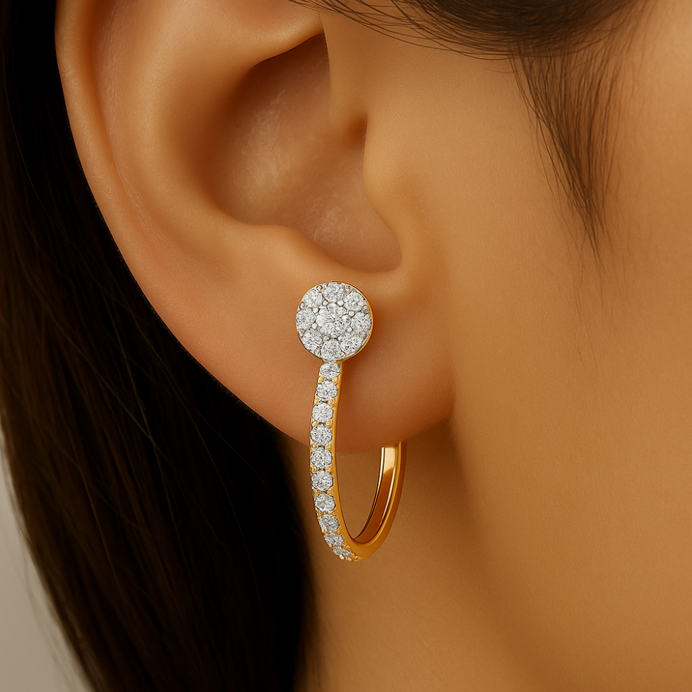 <span style="color:purple">SPECIAL!</span>.38ct G SI 14K Yellow Gold Round Diamond Trendy Style Earrings Push Backing
