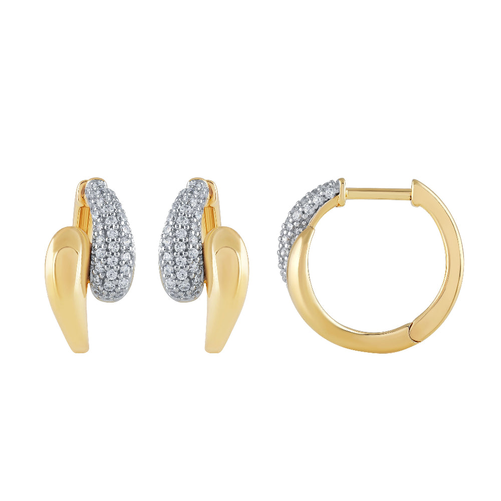 .30ct G SI 14K Yellow Gold Round Diamond Double Dome Style Earrings