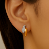 .30ct G SI 14K Yellow Gold Round Diamond Double Dome Style Earrings
