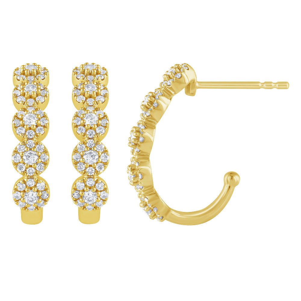 .49ct G SI 14K Yellow Gold Round Diamond J Hoop Earrings