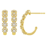 .49ct G SI 14K Yellow Gold Round Diamond J Hoop Earrings