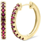 .85ct G SI 14KT Yellow Gold Ruby Gemstone Hoop Earrings