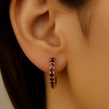 .85ct G SI 14KT Yellow Gold Ruby Gemstone Hoop Earrings