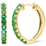 .72ct G SI 14KT Yellow Gold Emerald Gemstone Hoop Earrings