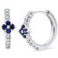 <span style="color:purple">SPECIAL!</span>.46ct G SI 14KT White Gold Diamond & Blue Sapphire Gemstone Hoop Earrings