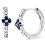 .46ct G SI 14KT White Gold Diamond & Blue Sapphire Gemstone Hoop Earrings