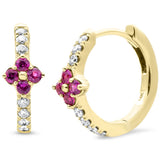 .45ct G SI 14KT Yellow Gold Diamond & Ruby Gemstone Hoop Earrings