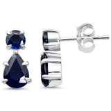 2.18ct G SI 14KT White Gold Blue Sapphire Gemstone Drop Earrings