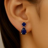 2.18ct G SI 14KT White Gold Blue Sapphire Gemstone Drop Earrings