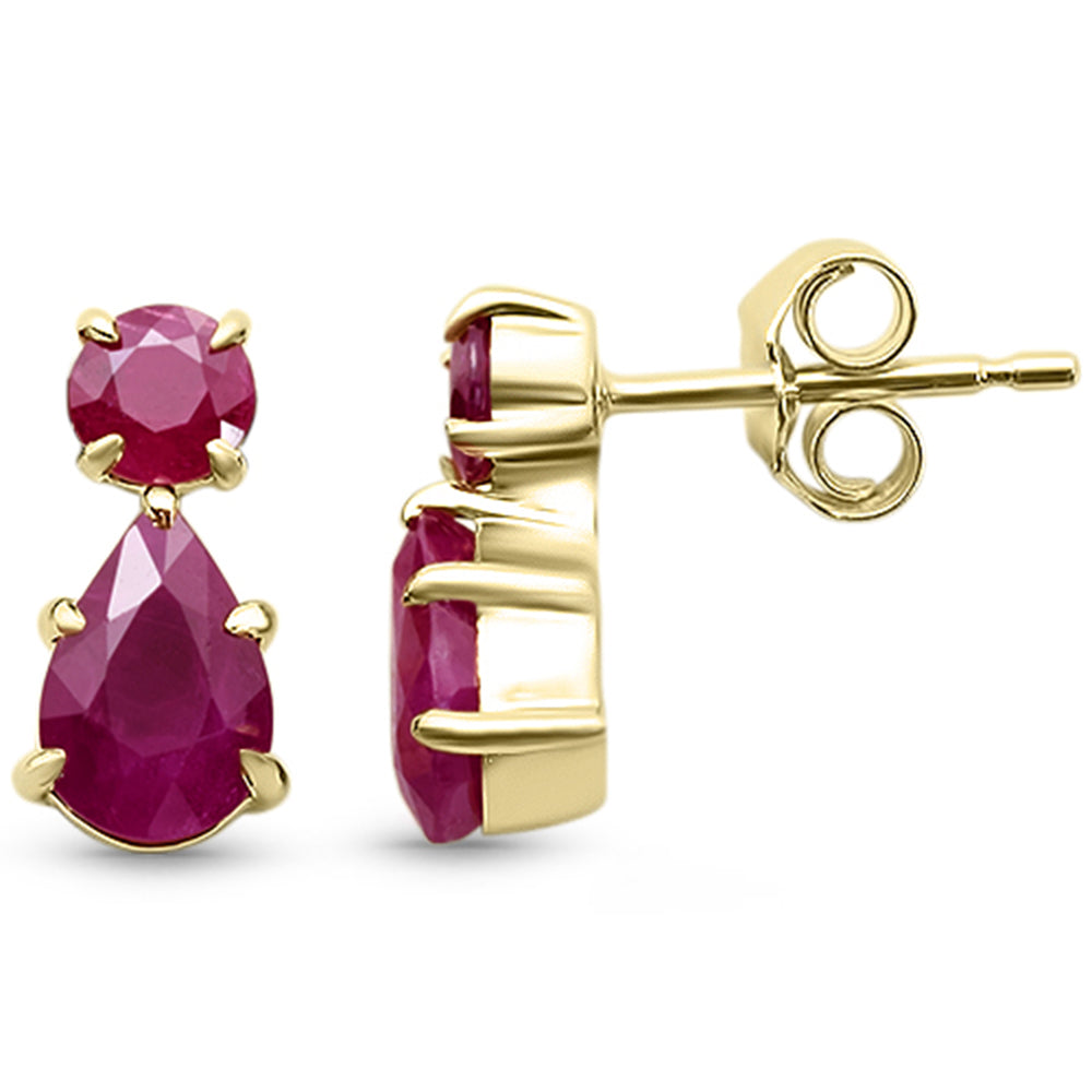 2.57ct G SI 14KT Yellow Gold Ruby Gemstone Drop Earrings