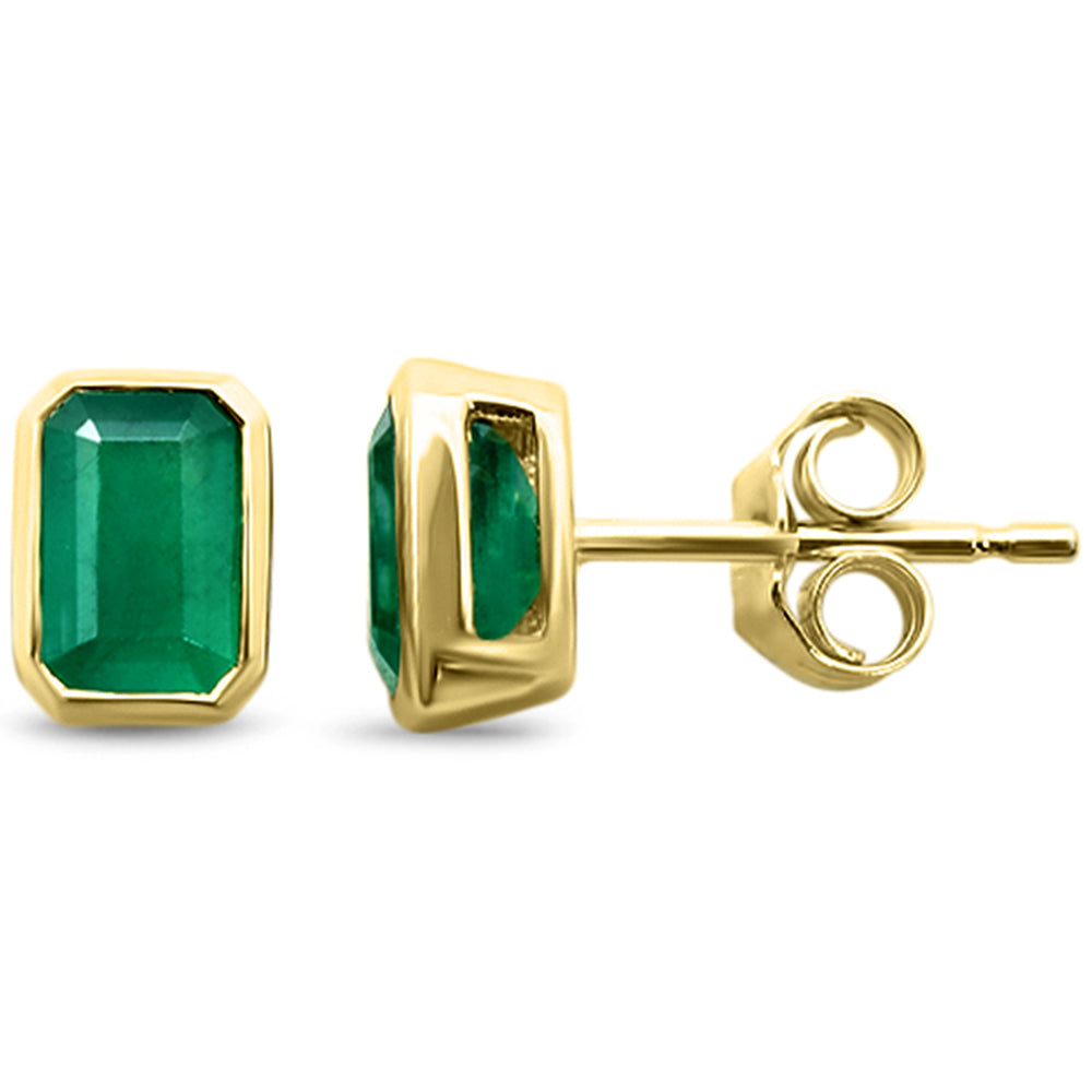 1.25ct G SI 14KT Yellow Gold Emerald Gemstone Solitaire Earrings