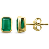 1.25ct G SI 14KT Yellow Gold Emerald Gemstone Solitaire Earrings