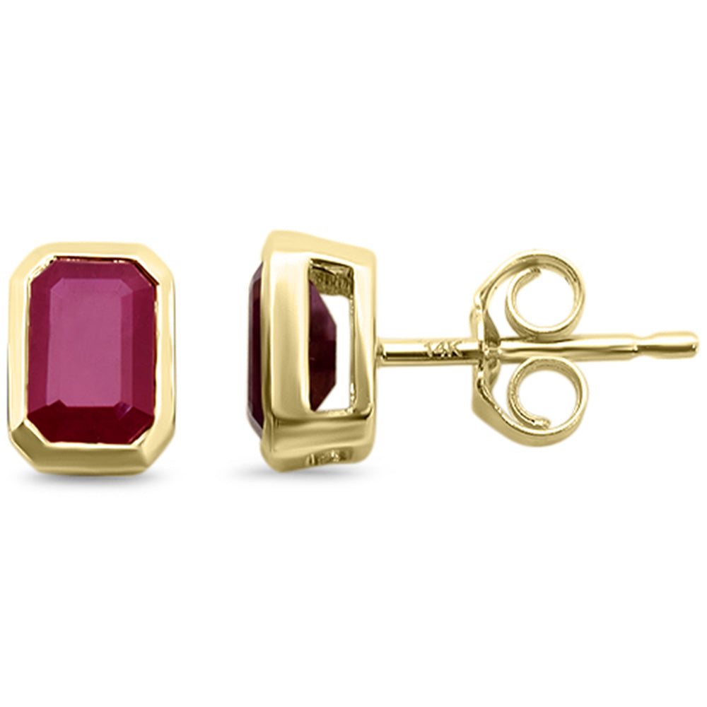 1.46ct G SI 14KT Yellow Gold Ruby Gemstone Solitaire Earrings