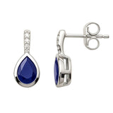 1.28ct G SI 14KT White Gold Diamond & Blue Sapphire Gemstone Drop Earrings