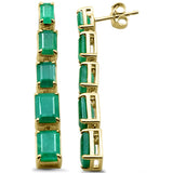 6.32ct G SI 14KT Yellow Gold Emerald Gemstone Long Drop Earrings