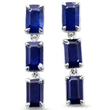 1.85ct G SI 14KT White Gold Blue Sapphire Gemstone Drop Earrings