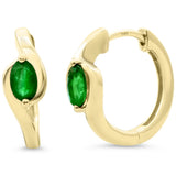 .44ct G SI 14KT Yellow Gold Oval Emerald Gemstone Hoop Earrings