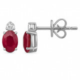 1.04ct G SI 14K White Gold Diamond & Ruby Gemstone Drop Earrings
