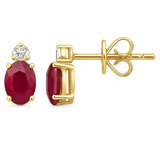 1.04ct G SI 14K Yellow Gold Diamond & Ruby Gemstone Drop Earrings