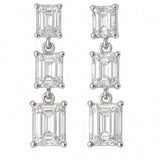 2.10ct G SI 14K White Gold Emerald Cut Diamond Dangle Earrings