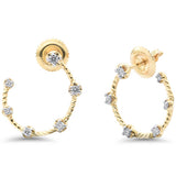 .18ct G SI 14K Yellow Gold Diamond Half Circle Modern Hoop Earrings
