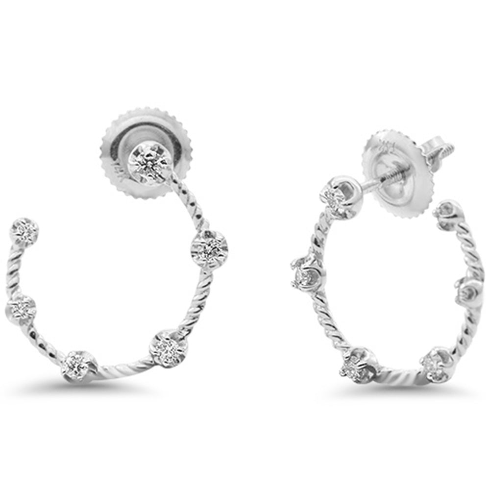 .18ct G SI 14K White Gold Diamond Half Circle Modern Hoop Earrings