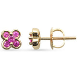 .30ct G SI 14K Yellow Gold Pink Sapphire Gemstone Clover Stud Earrings