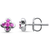 .32ct G SI 14K White Gold Ruby Gemstone Clover Earrings