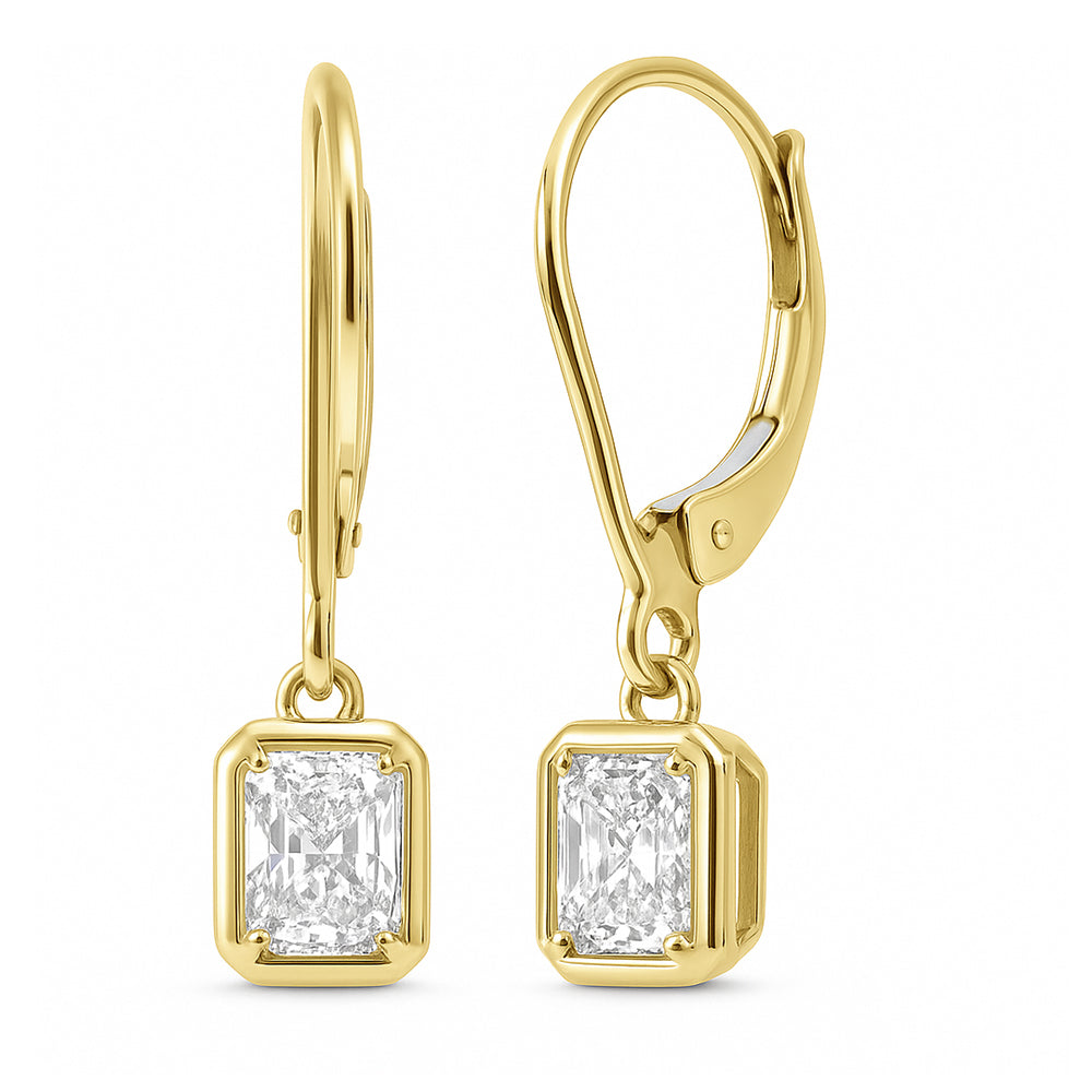 .60ct G SI 14K Yellow Gold Bezel Set Diamond Solitaire Drop Earrings