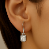 .62ct G SI 14K White Gold Bezel Set Diamond Solitaire Drop Earrings