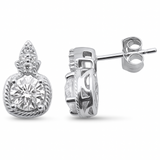 1.53ct G SI 14K White Gold  Braided Solitaire Round Diamond Earrings