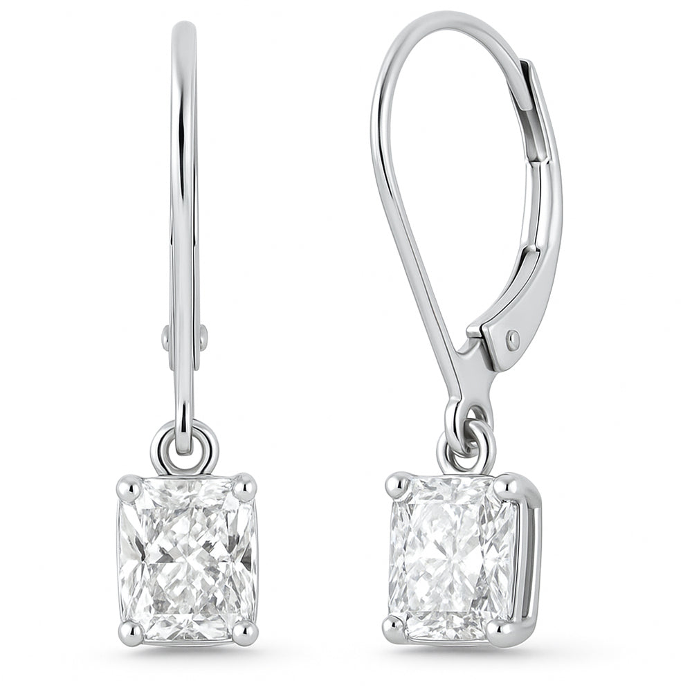1.03ct G SI 14K White Gold Diamond Solitaire Drop Earrings