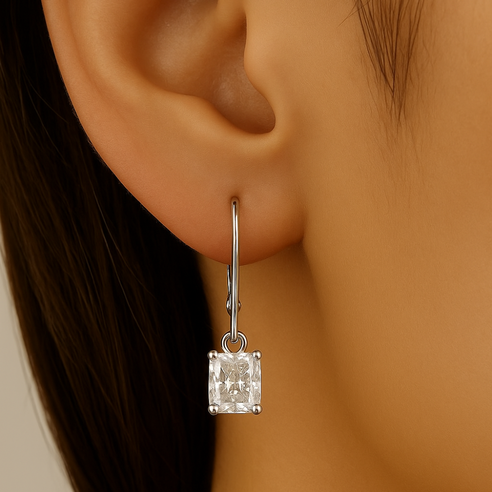 1.03ct G SI 14K White Gold Diamond Solitaire Drop Earrings