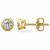 <span style="color:purple">SPECIAL!</span> .62ct G SI 14K Yellow Gold Diamond Bezel Set Solitaire Earrings