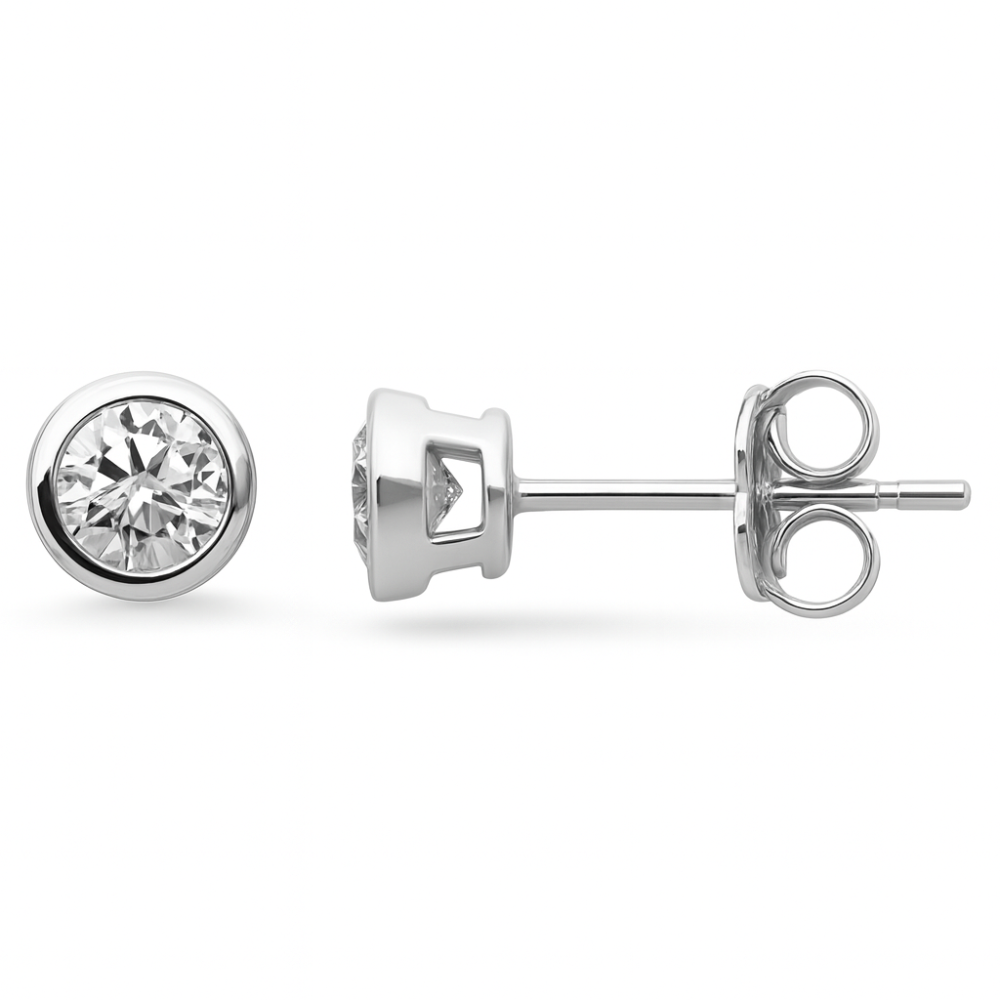 .62ct G SI 14K White Gold Diamond Bezel Set Solitaire Earrings