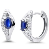 .88ct G SI 14K White Gold Blue Sapphire Gemstone & Diamond Earrings