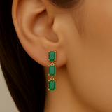 1.53ct G SI 14K Yellow Gold Emerald Gemstone Drop Earrings