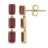 2.44ct G SI 14K Yellow Gold Emerald Shape Ruby Gemstone Drop Earrings