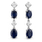 <span style="color:purple">SPECIAL!</span>1.22ct G SI 14K White Gold Diamond & Blue Sapphire Gemstone Drop Earrings