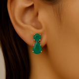 1.81ct G SI 14K Yellow Gold Emerald Gemstone Pear Tear Drop Earrings