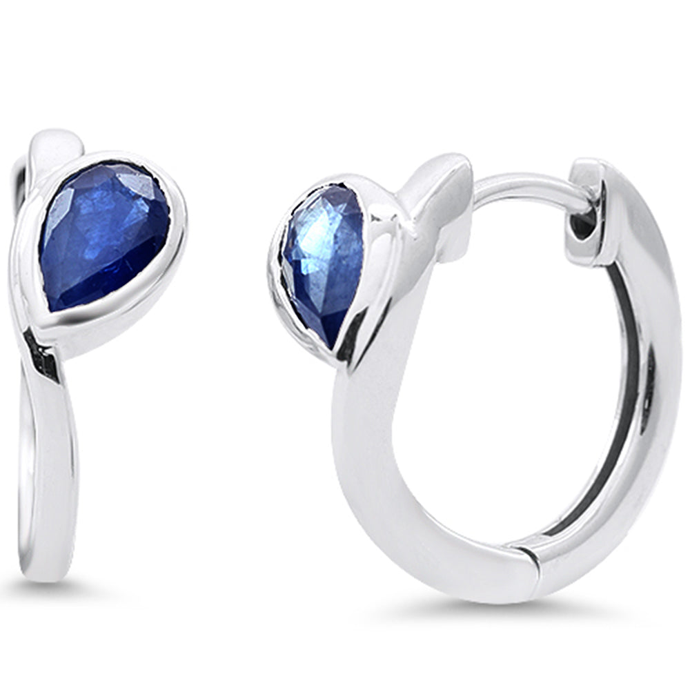 .95ct G SI 14K White Gold Blue Sapphire Gemstone Earrings