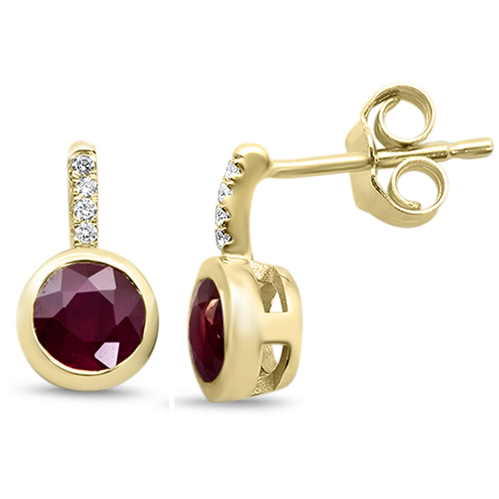 1.27ct G SI 14K Yellow Gold Diamond & Ruby Gemstone Earrings