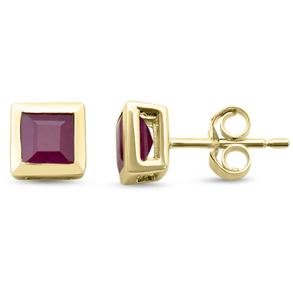 1.53ct G SI 14K Yellow Gold Bezel Set Ruby Gemstone Earrings