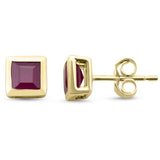 1.53ct G SI 14K Yellow Gold Bezel Set Ruby Gemstone Earrings