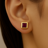 1.53ct G SI 14K Yellow Gold Bezel Set Ruby Gemstone Earrings